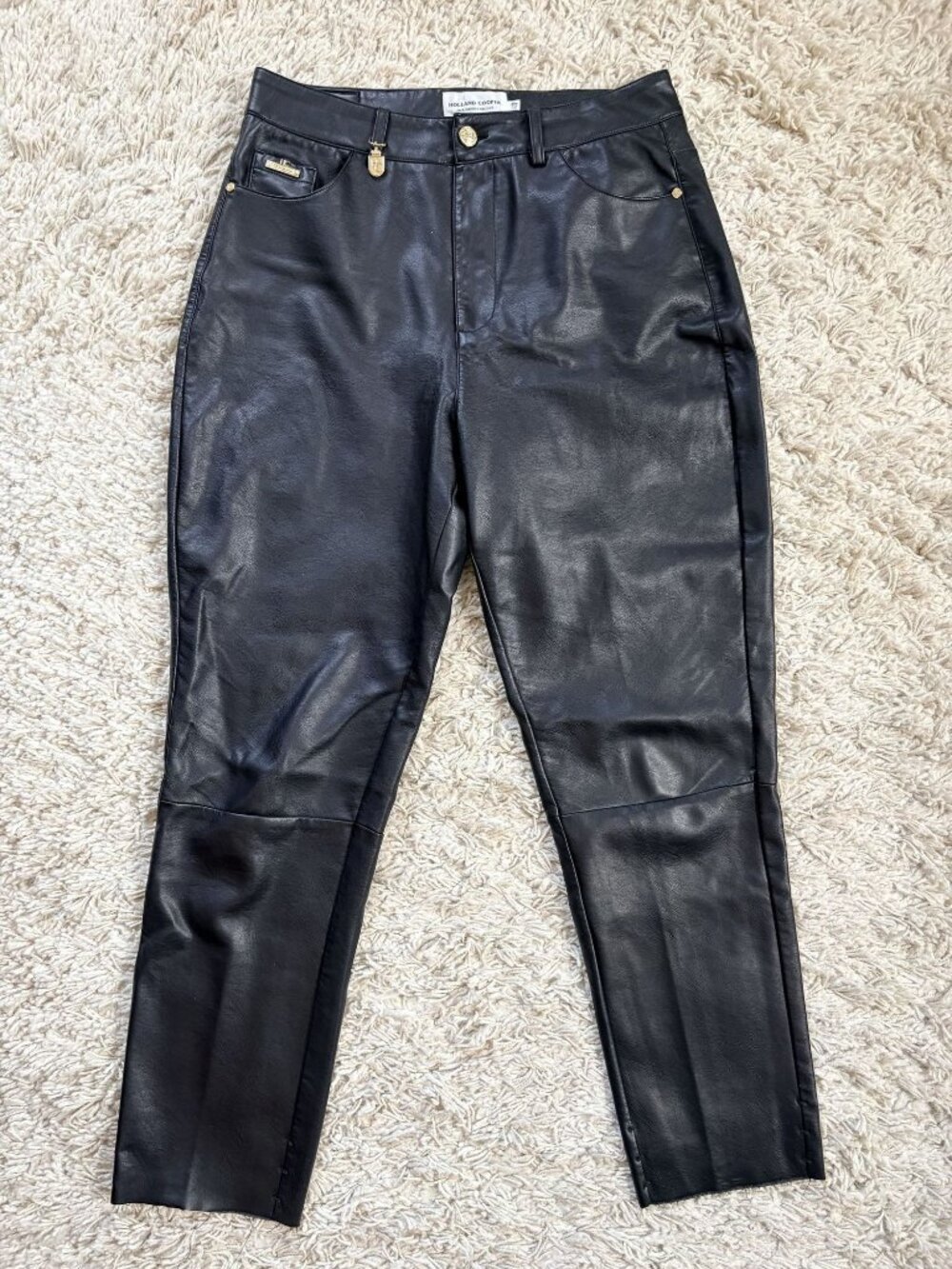 Holland Cooper Dunwick Faux Leather Pant in Black UK12 US8